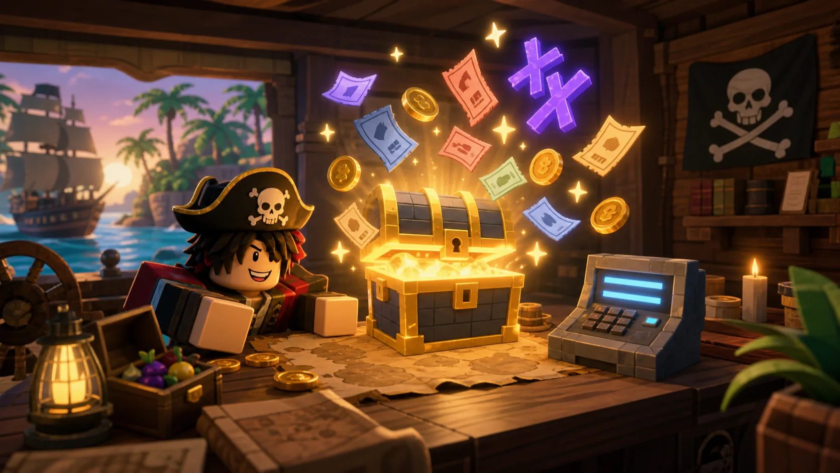 Blox Fruitsのコード入力と無料報酬をイメージした画像