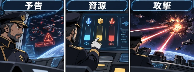 Breachwayの攻略を考える概念図：資源配分・艦船装備・デッキ構築