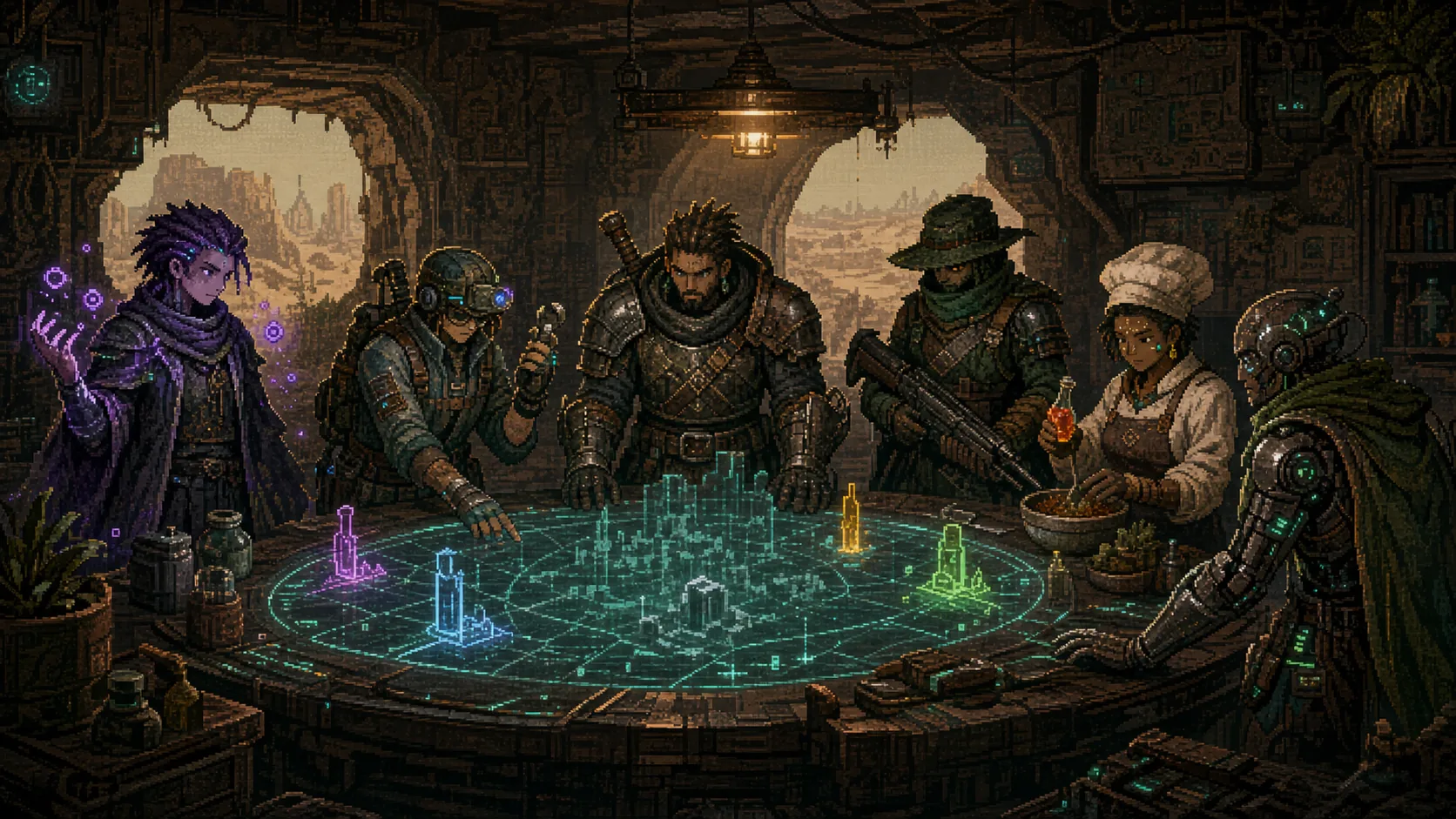 Caves of QudのEsper、Tinkerer、近接、遠距離などのビルドをイメージした画像