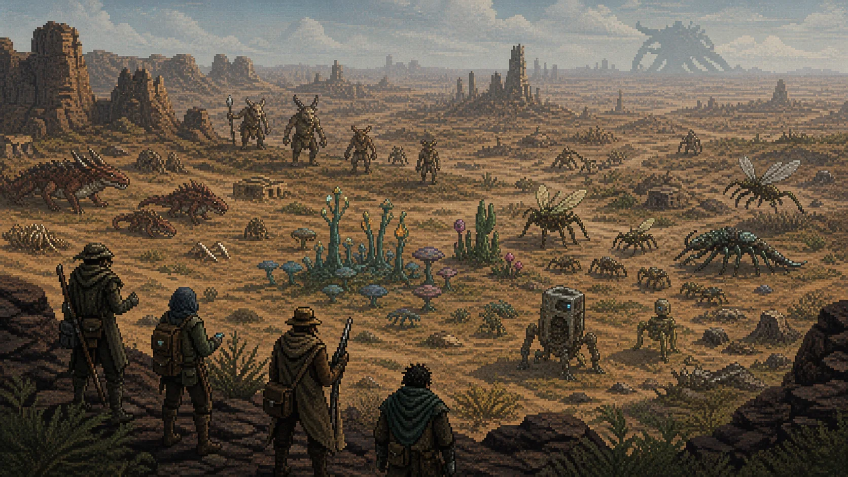 Caves of Qudのクリーチャー、植物、ロボット、伝説個体をイメージした画像