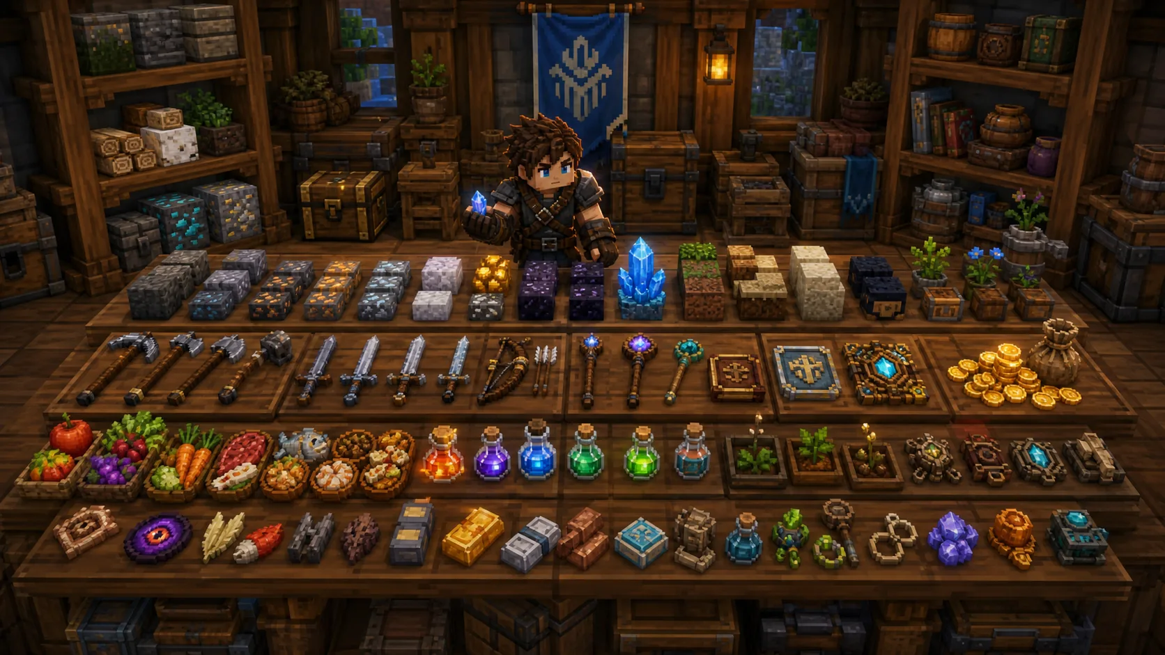 Hytaleのアイテム、素材、消耗品、クラフト素材をまとめた図解