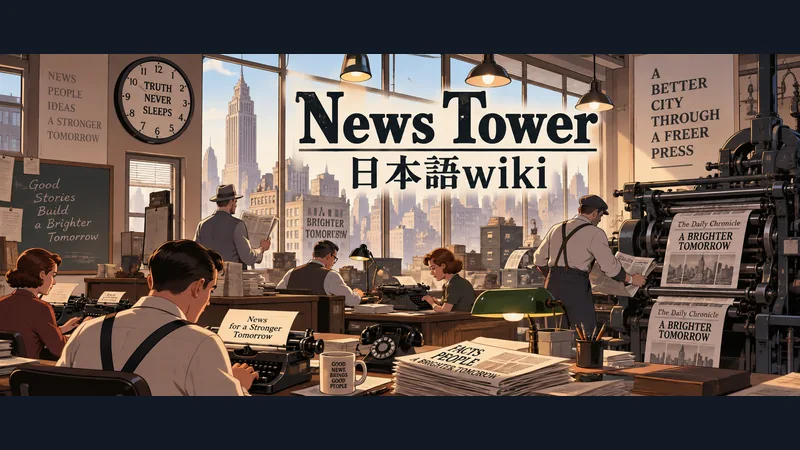 タイプライターと印刷機を備えた1930年代の新聞社:News Tower 日本語wiki