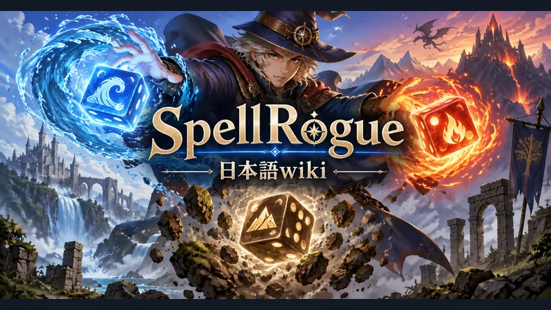 魔術師が属性を持つダイスから呪文を放つ場面:SpellRogue 日本語wiki