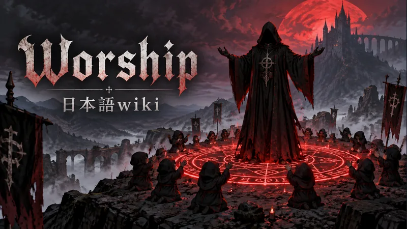 信者が集まる赤い儀式の円と教団の指導者:Worship 日本語wiki